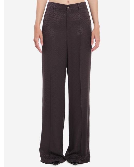 Gucci Brown Silk Jacquard Pant With Horsebit