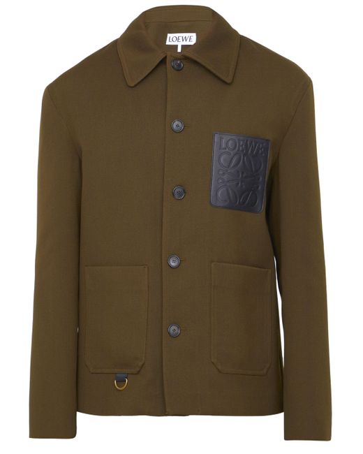 Loewe Green Workwear Jacket In Wool for men