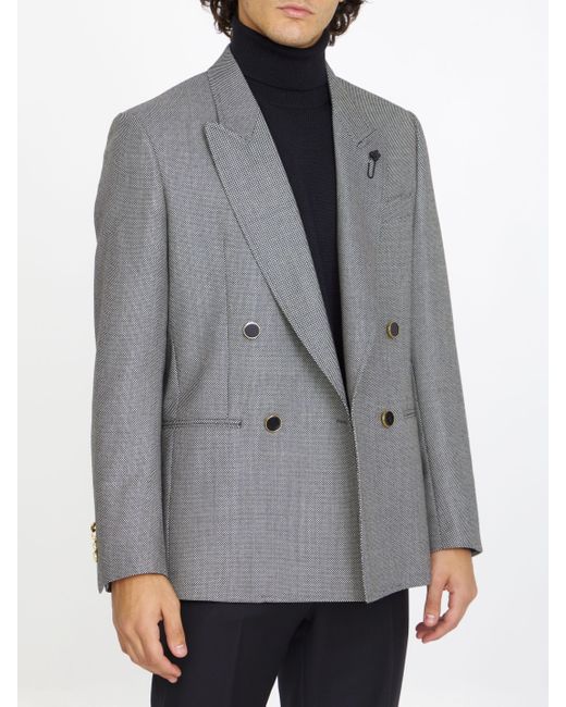 Lardini Gray Doublebreasted Wool Jacket for men