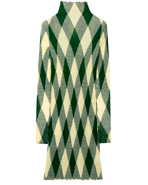 Burberry Green Argyle Motif Dress