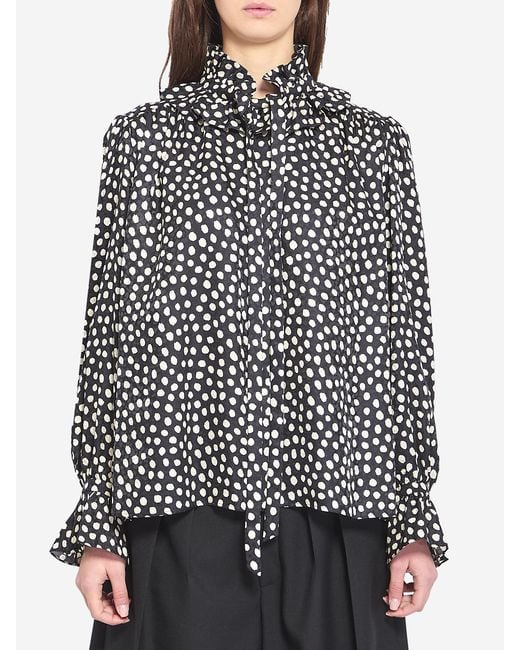Chloé Black Polka Dot Blouse With Ruffles