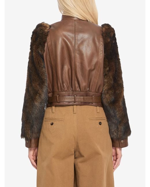 Chloé Brown Short Highneck Leather Jacket