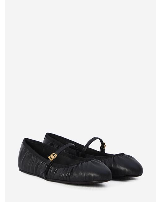 Dolce & Gabbana Black Satin Ballet Flats