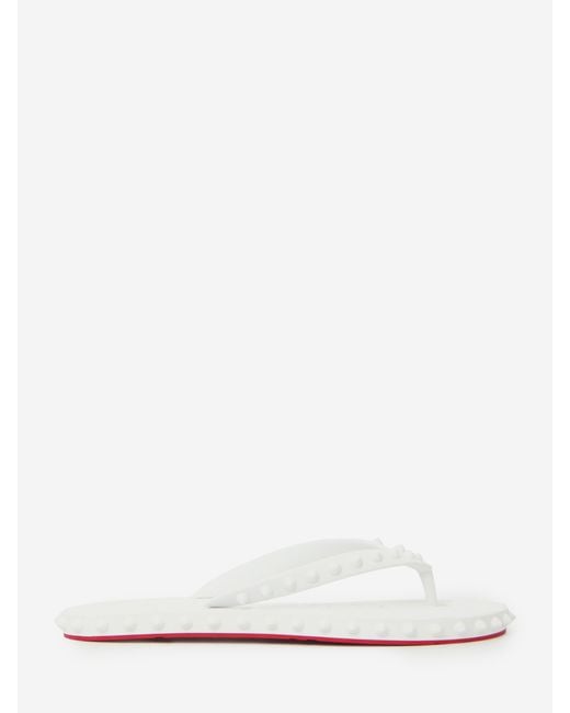 Christian Louboutin White Super Loubi Flip Slide Sandals