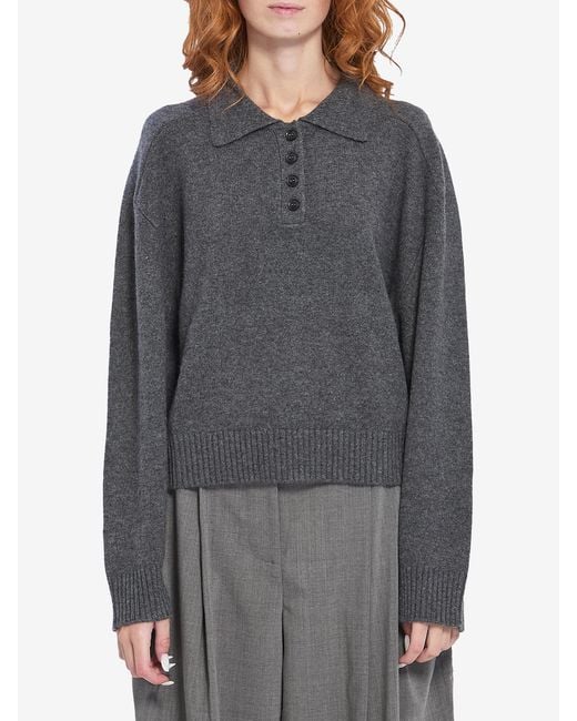 Loulou de Saison Gray Longsleeved Cashmere Polo