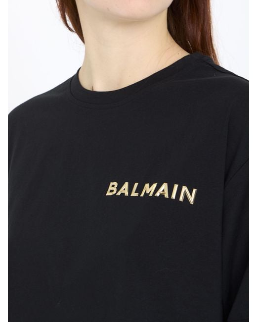 Balmain Black Metal Logo Tshirt