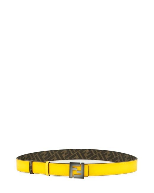 Fendi Yellow Leather Belt for men