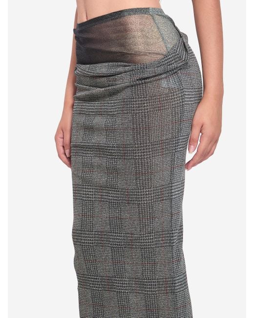 Jean Paul Gaultier Gray Body Shadow And Prince Of Wales Skirt