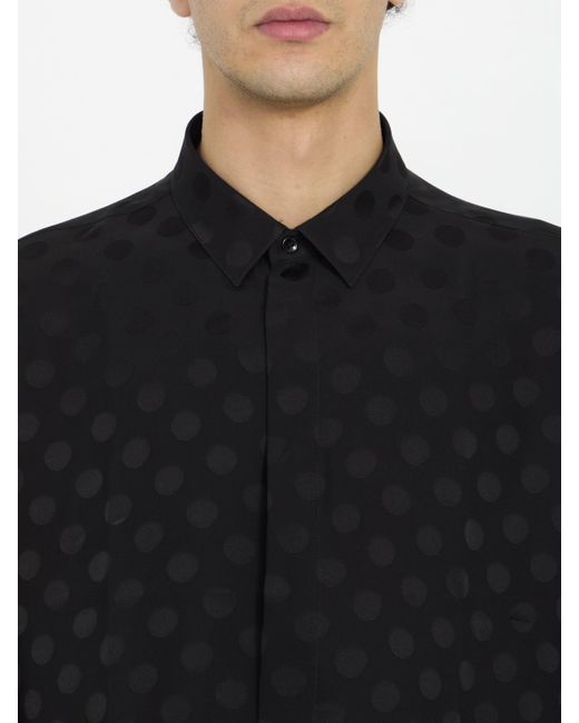 Saint Laurent Black Polkadot Silk Shirt for men
