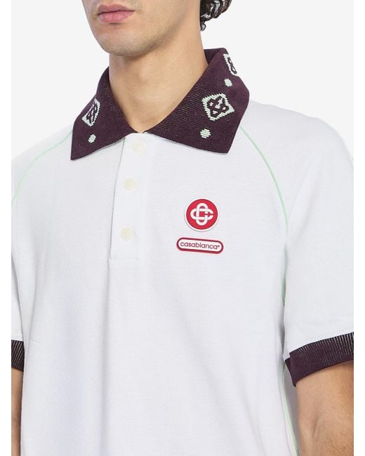 Casablanca White Piqu Cotton Polo Shirt for men