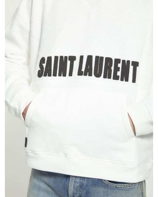 SAINT LAURENT◆直営/正規店◆AGAFAY ロゴ フーディ◆ホワイト SAINT LAURENT サンローラン パーカー メンズ フーディ AGAFAY