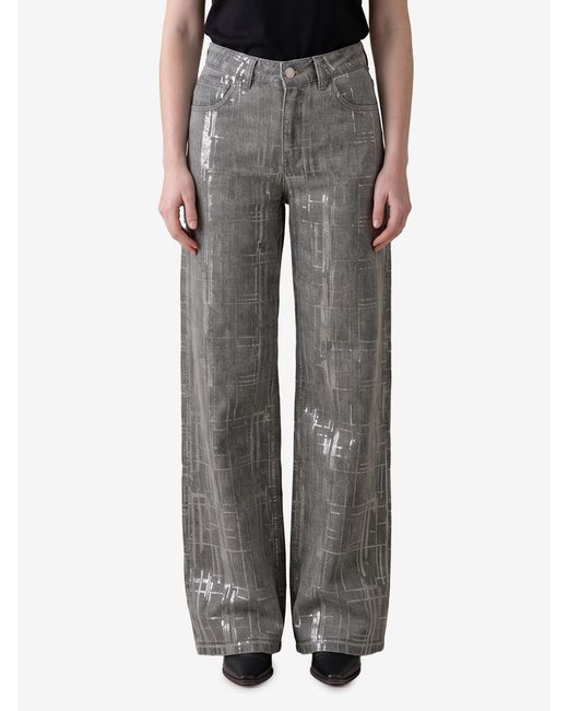 FEDERICA TOSI Gray Jeans With Sequin Embroidery