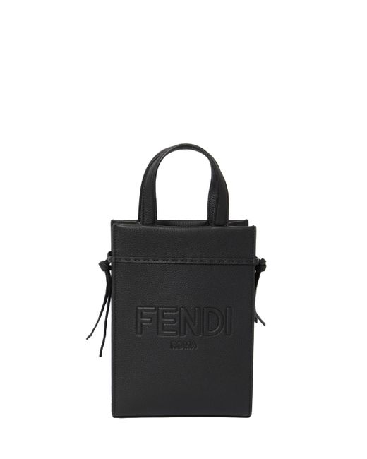 Fendi Black Mini Tote Bag With Logo for men