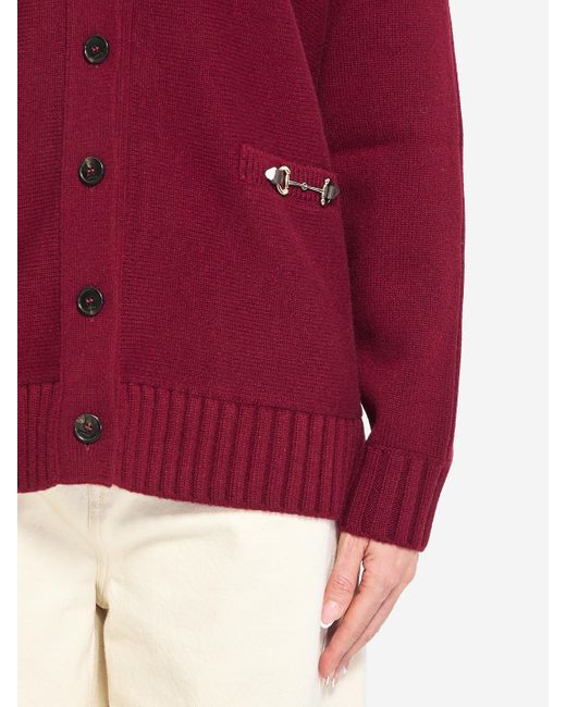 Cardigan Con Morsetto di Gucci in Red
