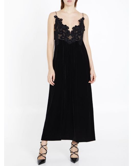 Zimmermann Black Sensory Velvet Slip Dress