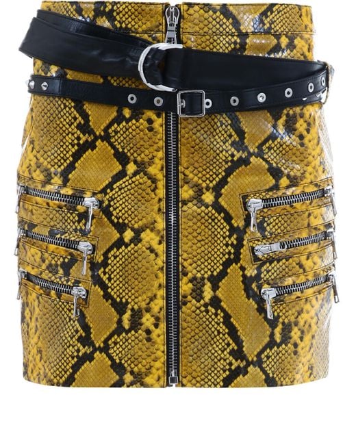 Unravel Project Metallic Python Leather Skirt