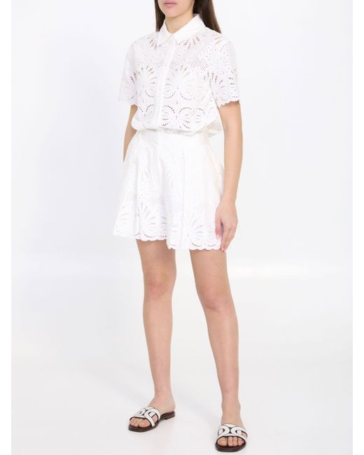 Self-Portrait White Sangallo Lace Shirt