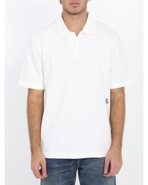 Burberry White Cotton Polo Shirt for men
