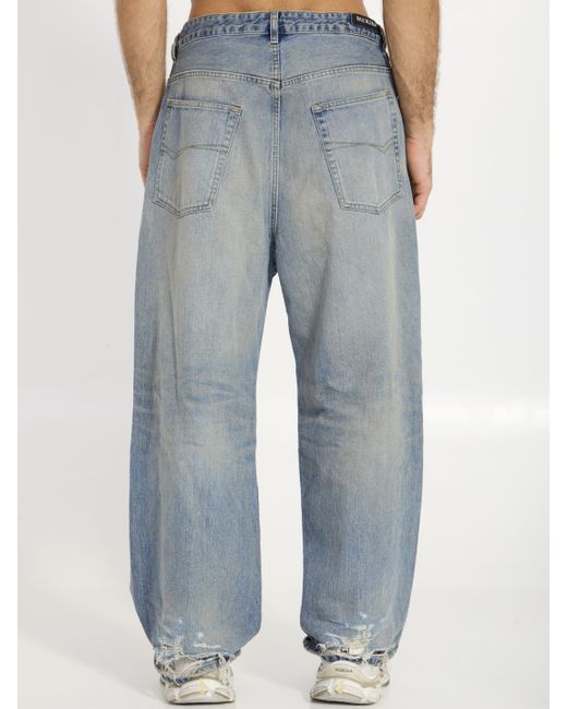 Jeans Baggy Con Coulisse di Balenciaga in Blue