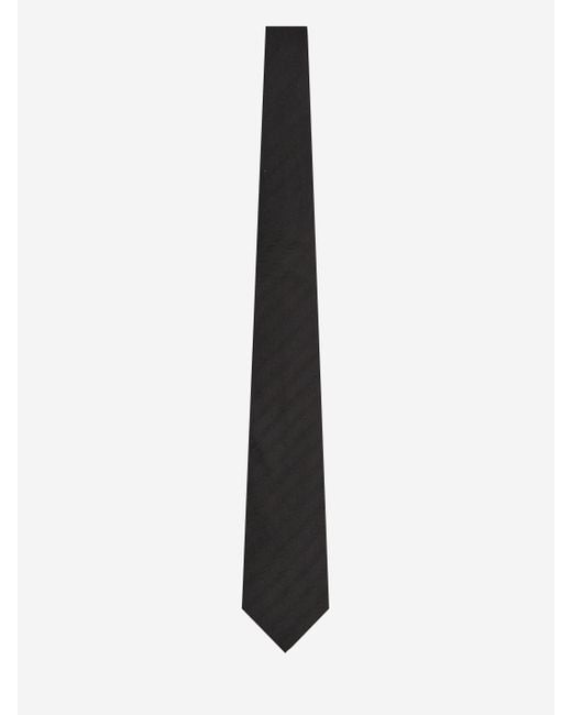 Saint Laurent White Striped Wide Tie for men