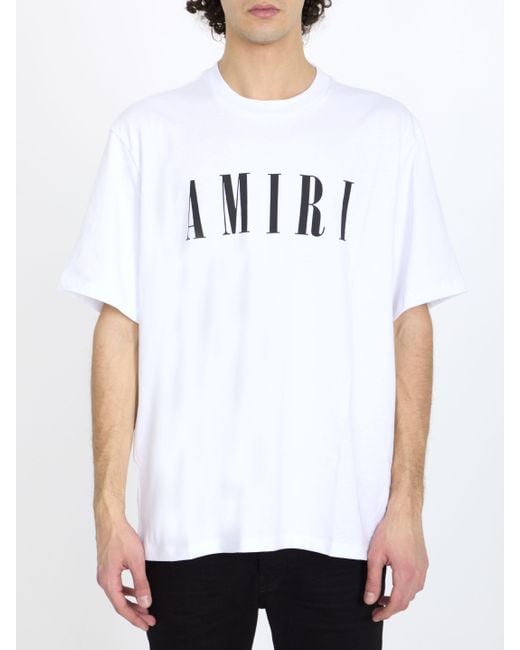 T-shirt in jersey di cotone con logo stampato di Amiri in White da Uomo