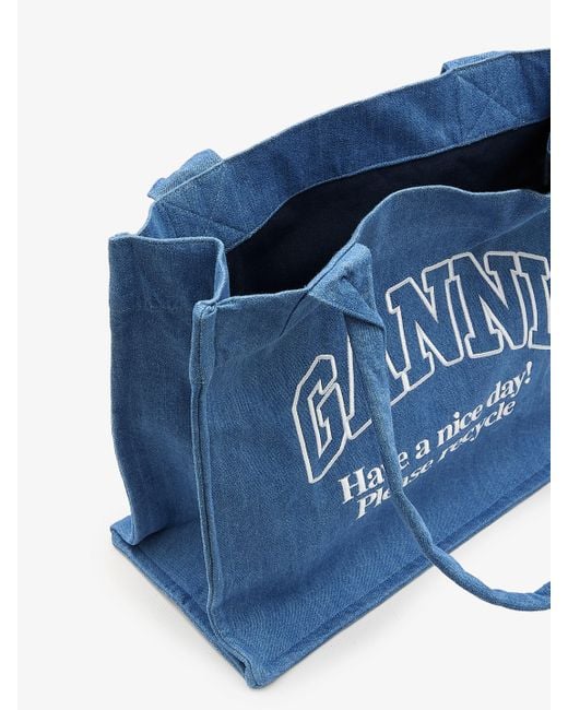 Ganni Denim Shopping Bag in Blue Lyst
