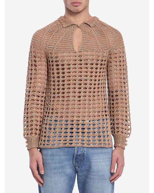 Valentino Garavani Blue Perforated Knit Shirt for men