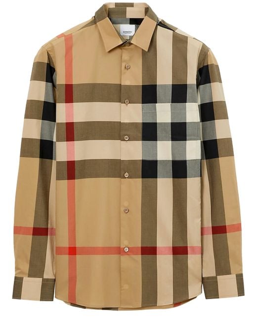 Burberry Brown Check Cotton Shirt for men