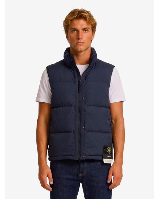 Stone Island Blue Quilted Nylon Vest for men