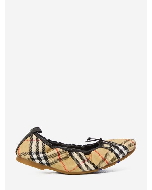 Burberry Natural Fawn Check Ballet Flats