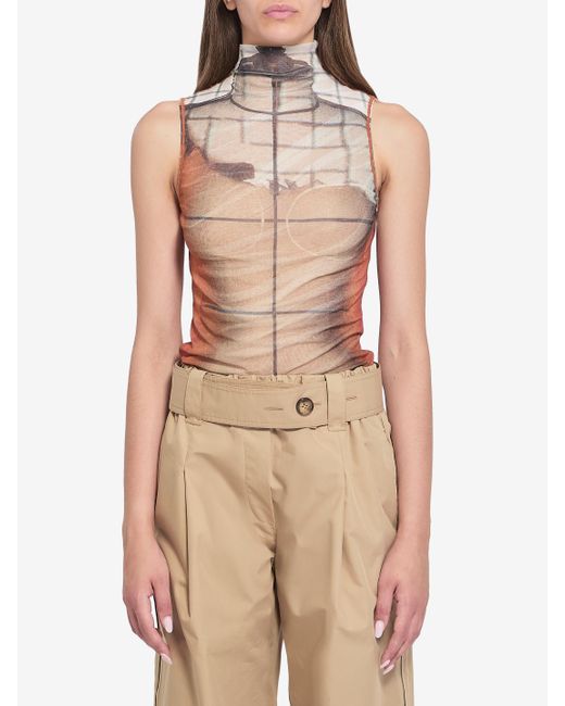 Fire Tank Top di Jean Paul Gaultier in Natural