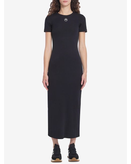 【関税&送料込】Marine Serre Moon Logo Long Dress Marine Serre Moon Logo Long Dress in Blue | Lyst
