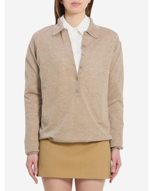 Frankie Shop Gray Tala Knit Vneck Polo