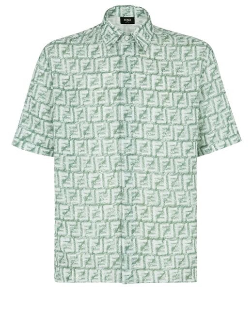 Camicia con motivo FF di Fendi in Green da Uomo