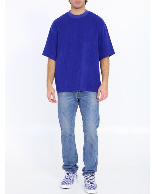 Burberry Blue Cotton Terry Tshirt for men