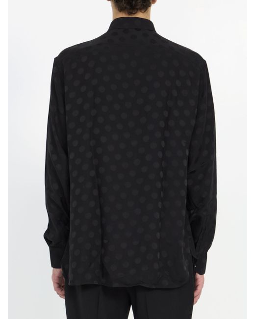 Saint Laurent Black Polkadot Silk Shirt for men