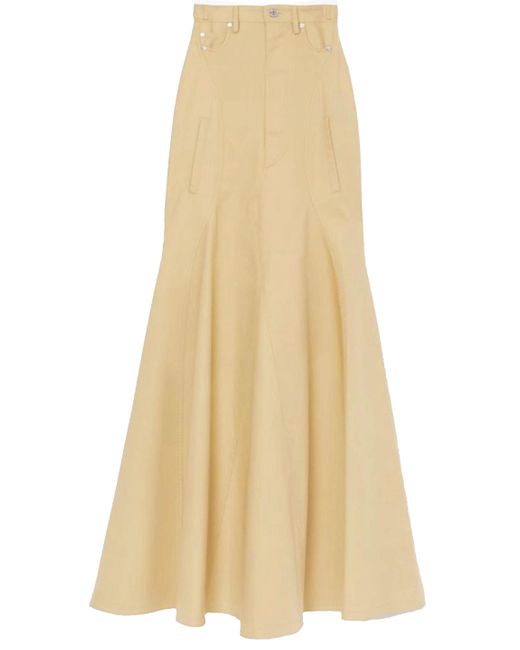 Burberry Natural Cotton Gabardine Long Skirt