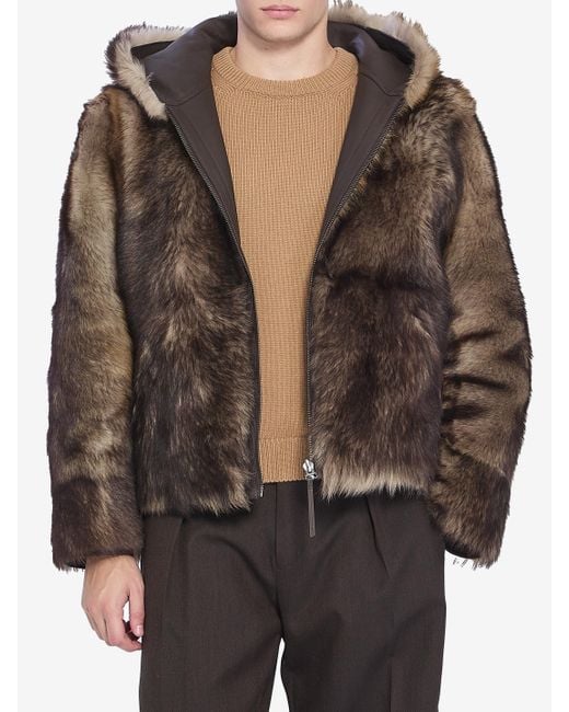 Yves Salomon Brown Lamb Fur Jacket for men