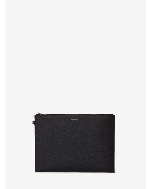 Saint Laurent White Leather Tablet Holder Bag for men