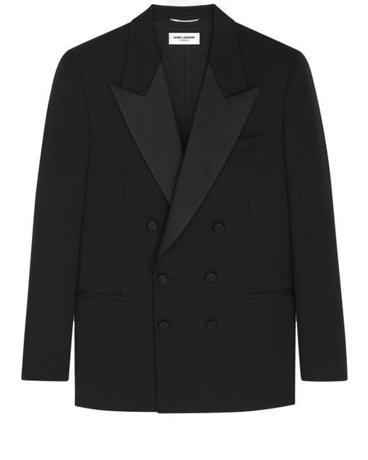 Saint Laurent Double-breasted Tuxedo Jacket in Black for Men | Lyst