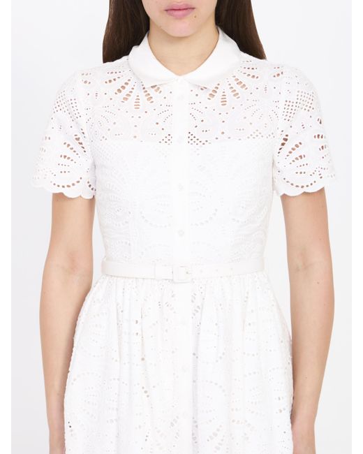 Self-Portrait White Broderie Anglaise Midi Dress