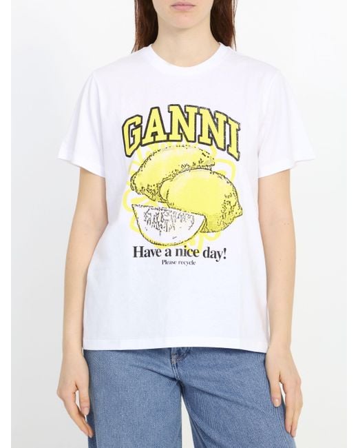 Ganni Metallic Lemon Tshirt