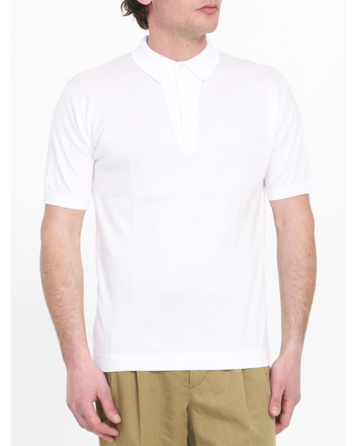 John Smedley White Adrian Polo Shirt for men
