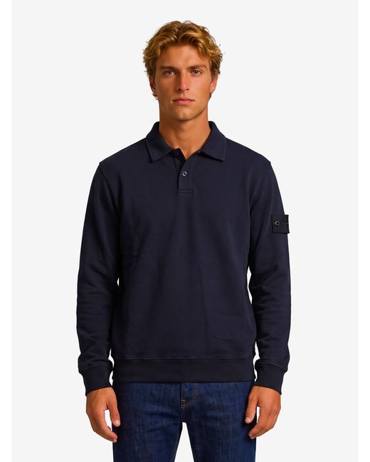 Stone Island Blue Stretch Cotton Ghost Polo Shirt for men