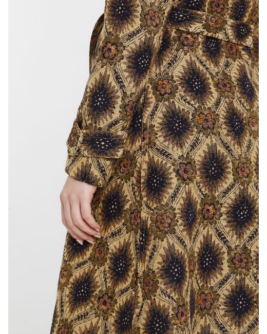 Etro Natural Jacquard-pattern Double-breasted Coat
