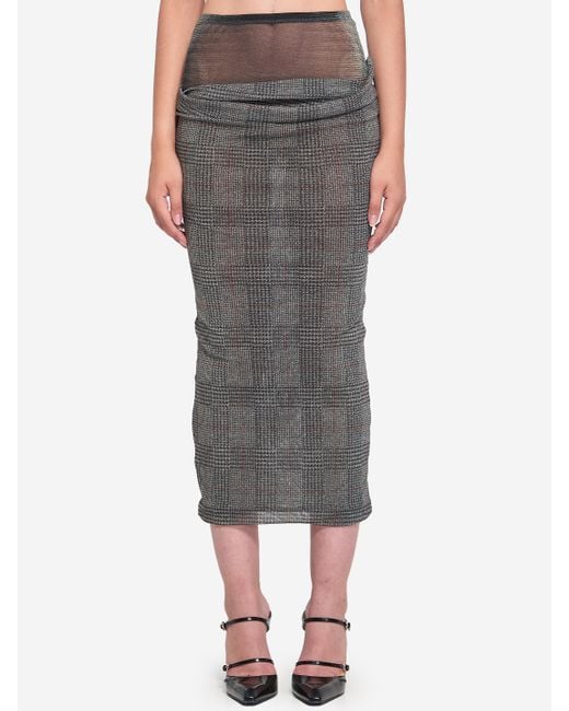 Jean Paul Gaultier Gray Body Shadow And Prince Of Wales Skirt