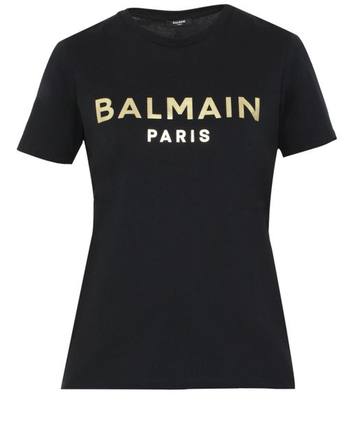 Balmain Black T-shirt With Gold Logo