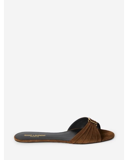 Saint Laurent Brown Babylone Slide Sandals