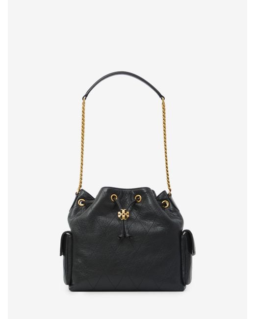 Tory Burch Black Charlie Quilted Drawstring Bag