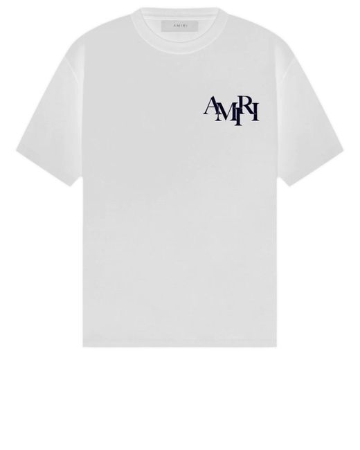 Amiri White Staggered Logo Tshirt for men